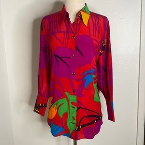 Dino Valiano Vintage Silk Button Down Shirt 34